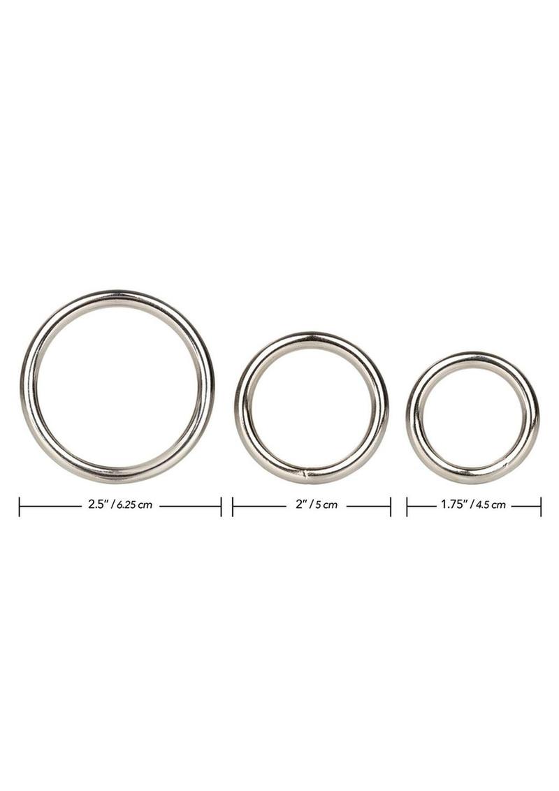CalExotics Silver Solid Metal Cock Rings 3 Piece Set