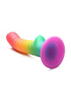 Simply Sweet Ribbed Silicone Rainbow Dildo – Rainbow, close-up of suction-cup base