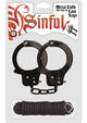 Sinful Metal Cuffs with Keys and Love Rope - Black/Metal