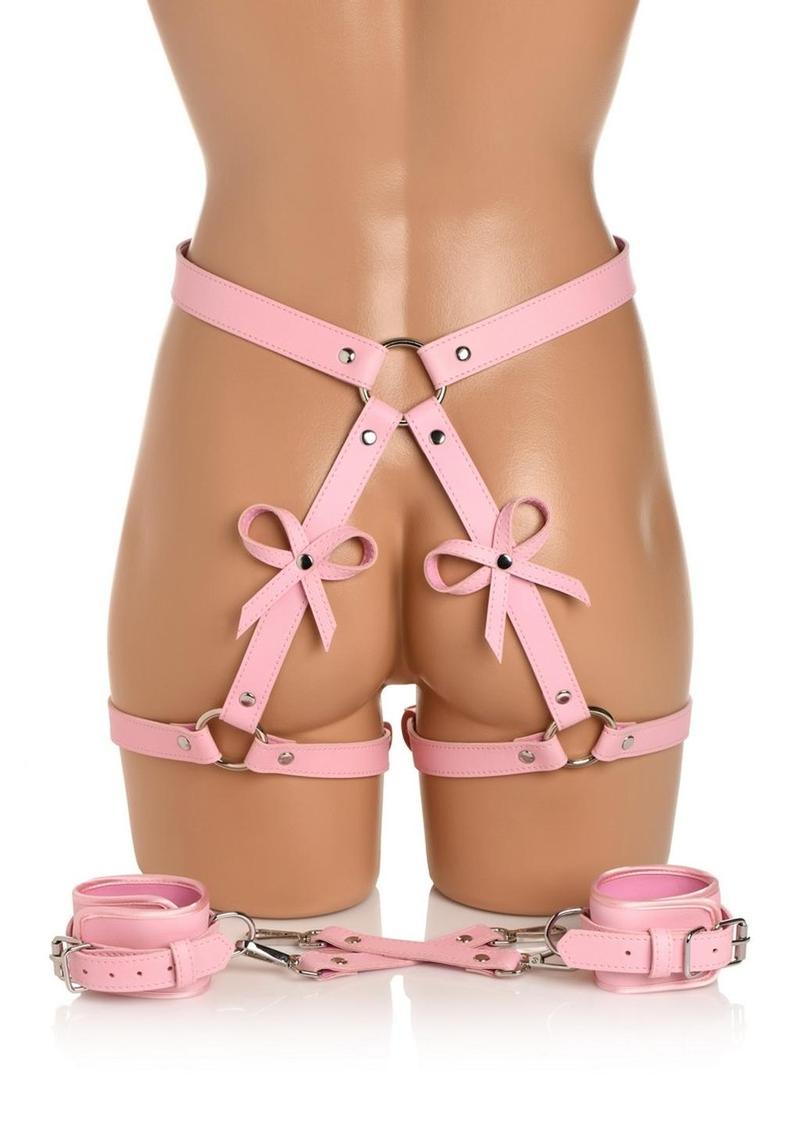 Strict Bondage Harness with Bows PU Leather Set