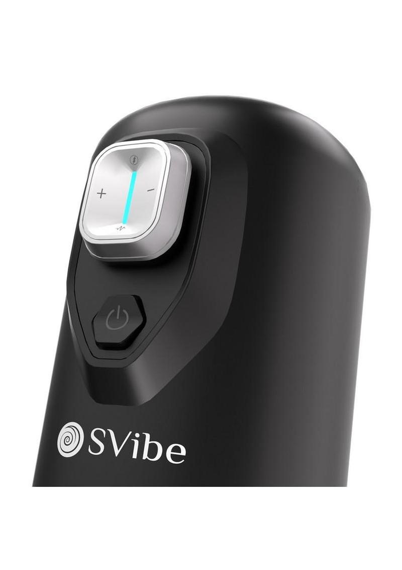 SVibe Ikon Spark masturbator in black and clear, further view of the ultra soft replaceable ring