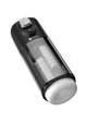 SVibe Ikon Volt masturbator in black and clear, angled view with the push button controls