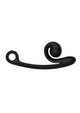 SVibe Snail Curve dual stimulator in black, side profile showing the curved G-spot shaft and textured snail shell head