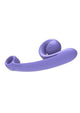 SVibe Snail Curve dual stimulator in periwinkle, reverse profile showing the ergonomic handle loop