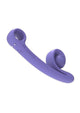 SVibe Snail Curve dual stimulator in periwinkle, angled view with the push button controls