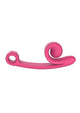 SVibe Snail Curve dual stimulator in pink, reverse profile showing the ergonomic handle loop