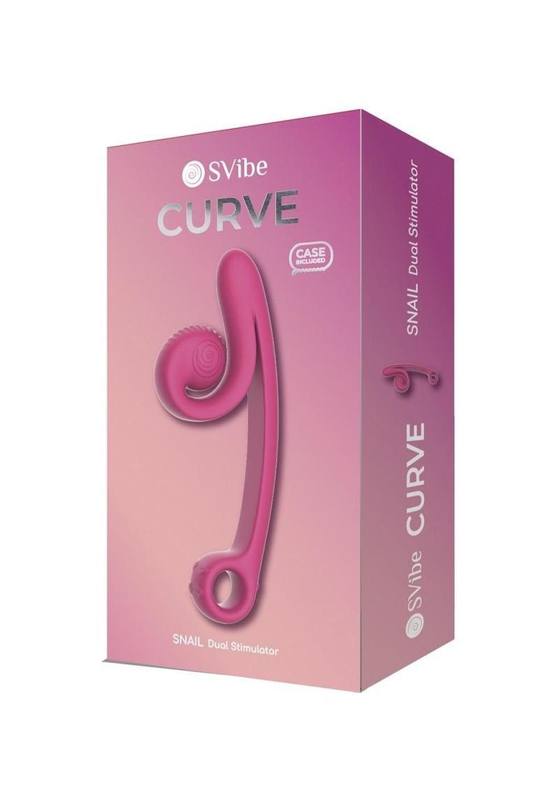 SVibe Snail Curve dual stimulator in pink, retail packaging