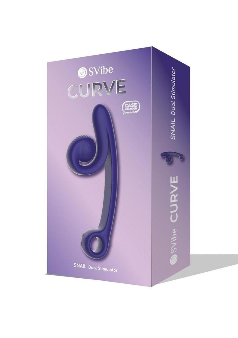 SVibe Snail Curve dual stimulator in purple, retail packaging