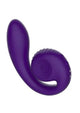 SVibe Snail Gizi dual G-spot vibrator in purple, angled view with the push button controls