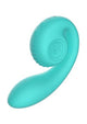 SVibe Snail Gizi dual G-spot vibrator in teal, reverse profile showing the coiled clitoral head
