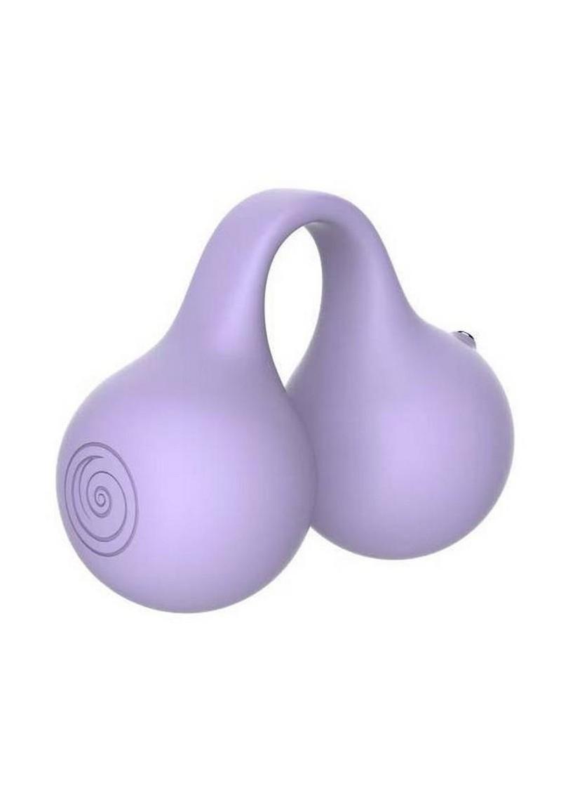 SVibe Snail Twinn app finger vibrator in lilac, front view of the two soft clit hugging bulbs