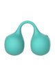 SVibe Snail Twinn app finger vibrator in teal, angled view showing the spiral snail emblem