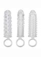 Clear Textured Extension Set, all three sleeves front view