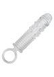 Clear textured extension sleeve with support ring, side view