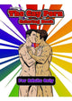 The Gay Porn Coloring Book front cover with two kissing men on a rainbow sunburst