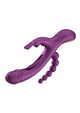 Trilux Kinky Finger Rechargeable Silicone Rabbit Vibrator with Anal Beads - Purple