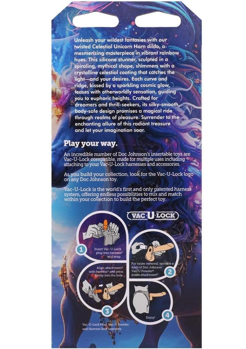 Fantasy Fuckers Celestial Unicorn Horn Glow-In-The-Dark Vac-U-Lock Silicone Dildo